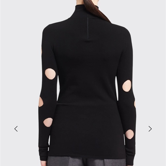 Prada black high neck Openwork-Sleeve Viscose Sweater with zipper in the back - Picture 2 of 6